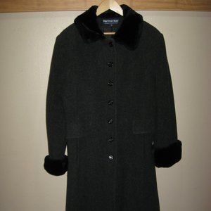 Herman Kay Vintage Womens Faux Fur Wool Blend Coat Black Size 10